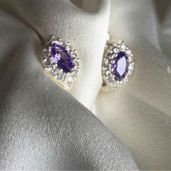 Amethyst Cz Earrings - Picture 1 of 6